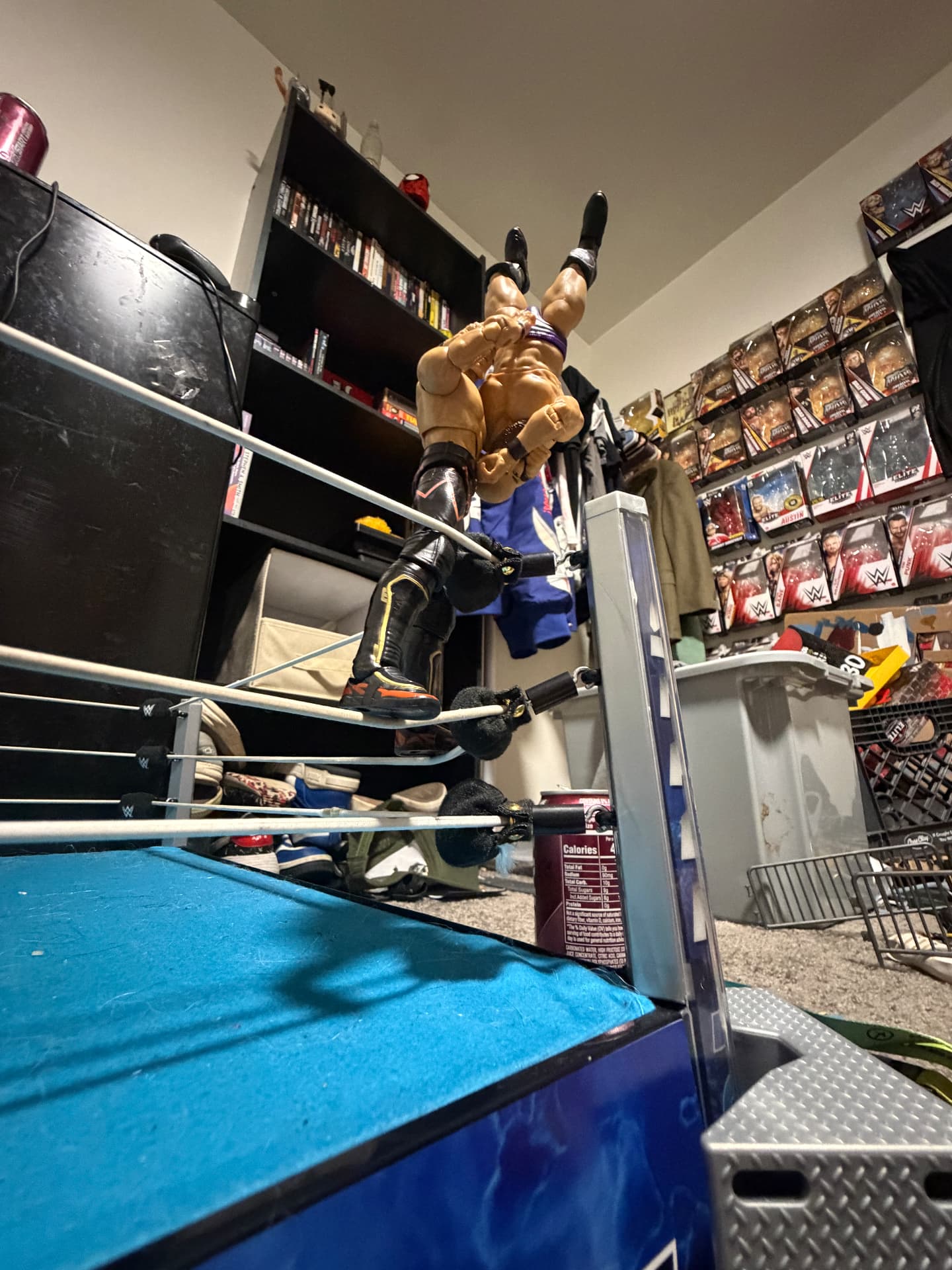 Wrestling figures at the ring corner